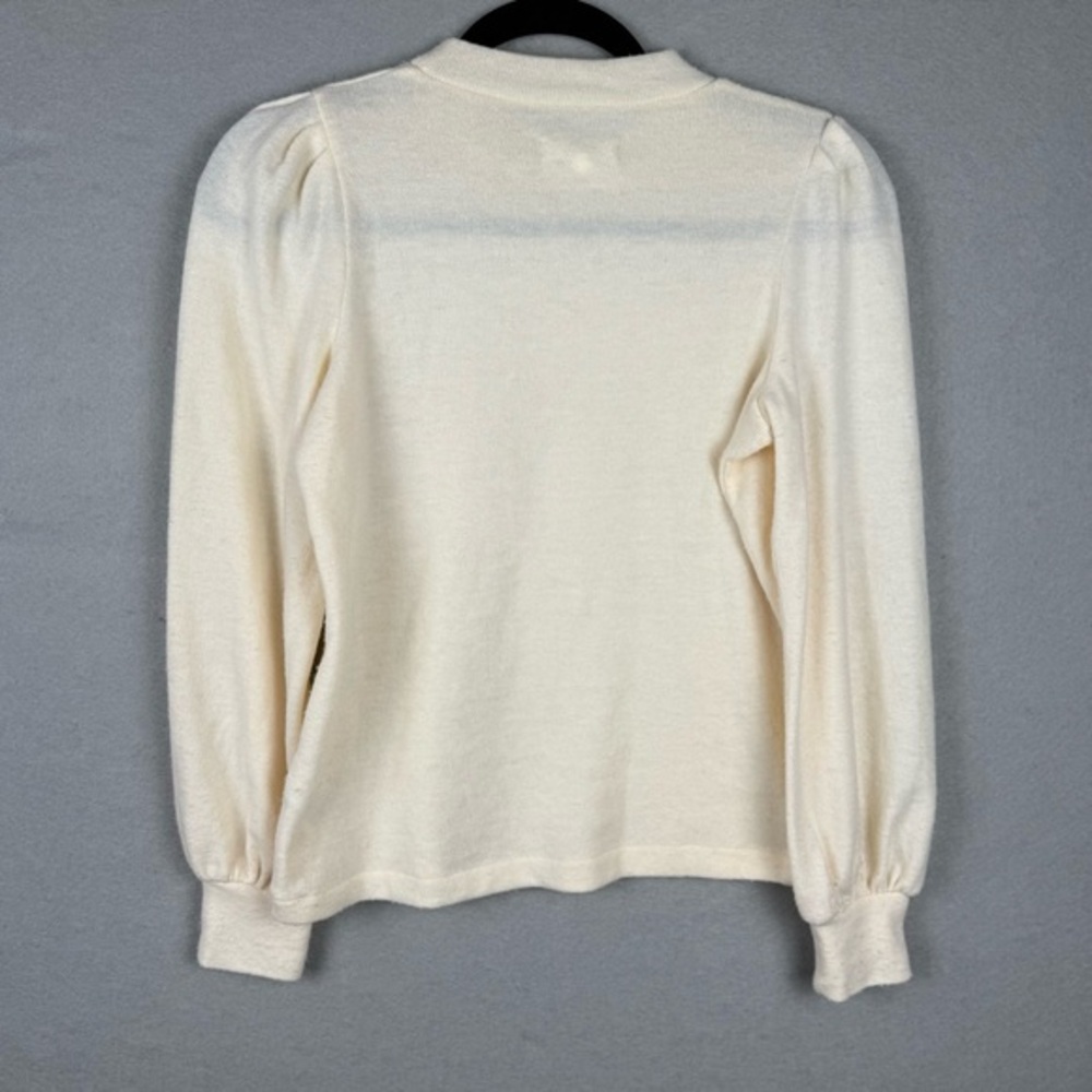 Madewell Cream Women's Crew Neck Puff Sleeve Sweater XS Alpaca and Merino Wool - Picture 7 of 7